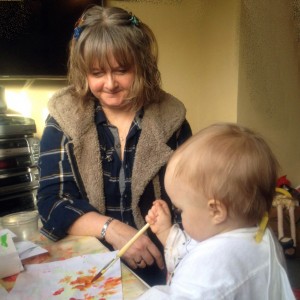 SuzieW and toddler painting